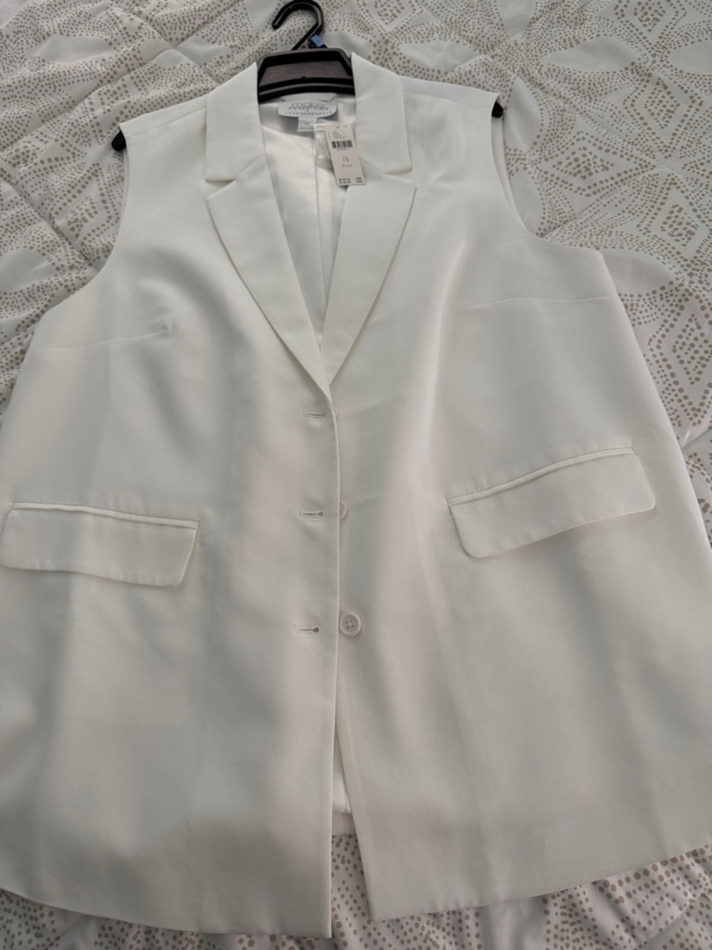 Anthropologie Cream Sleeveless Blazer Vest